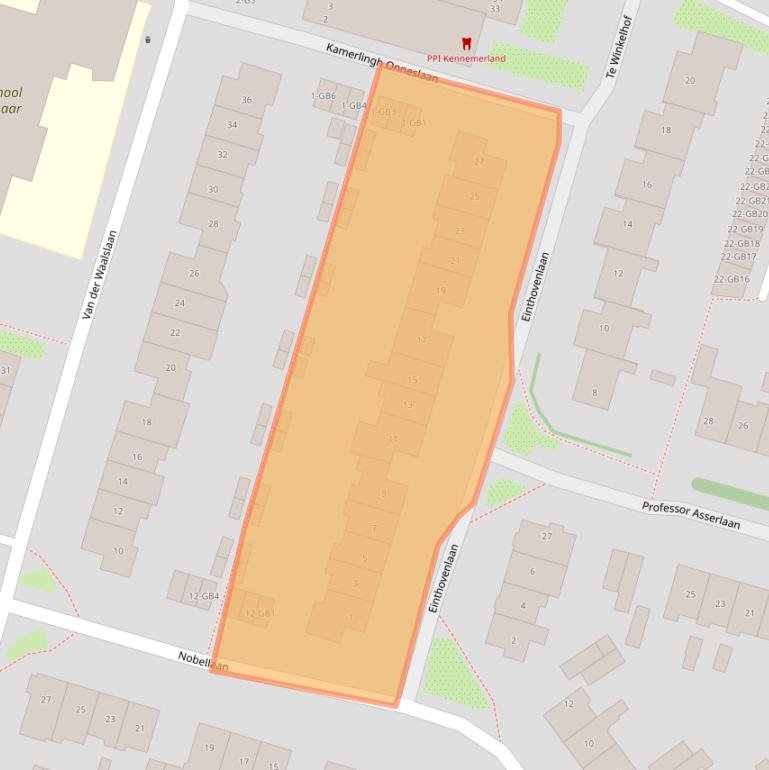 Kaart van postcodegebied 2105TH.