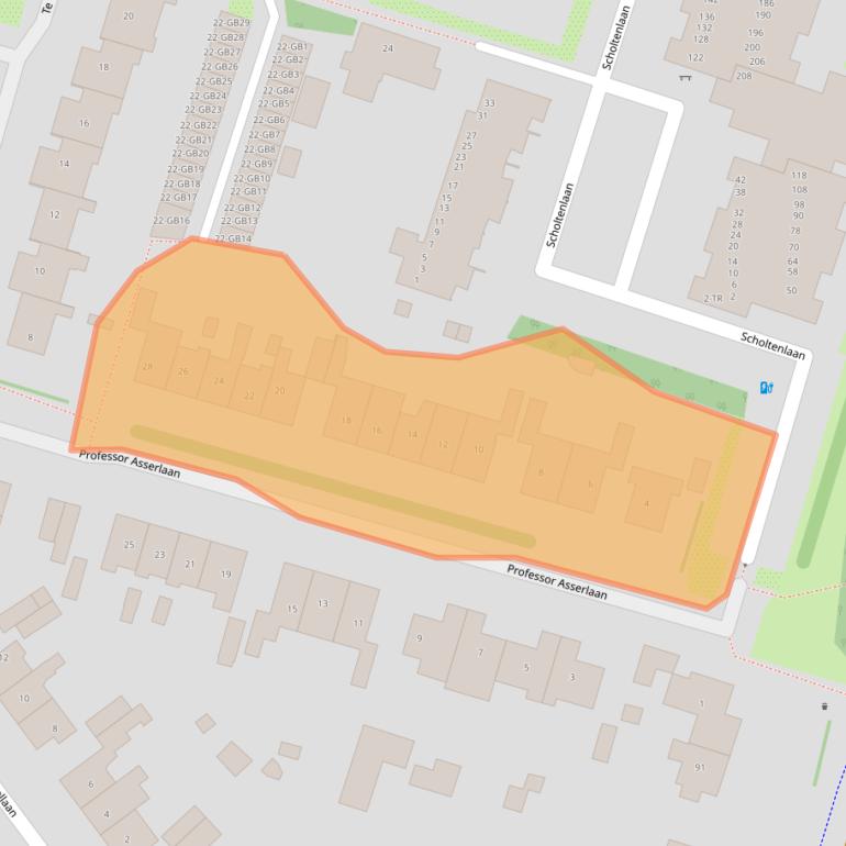 Kaart van postcodegebied 2105TL.