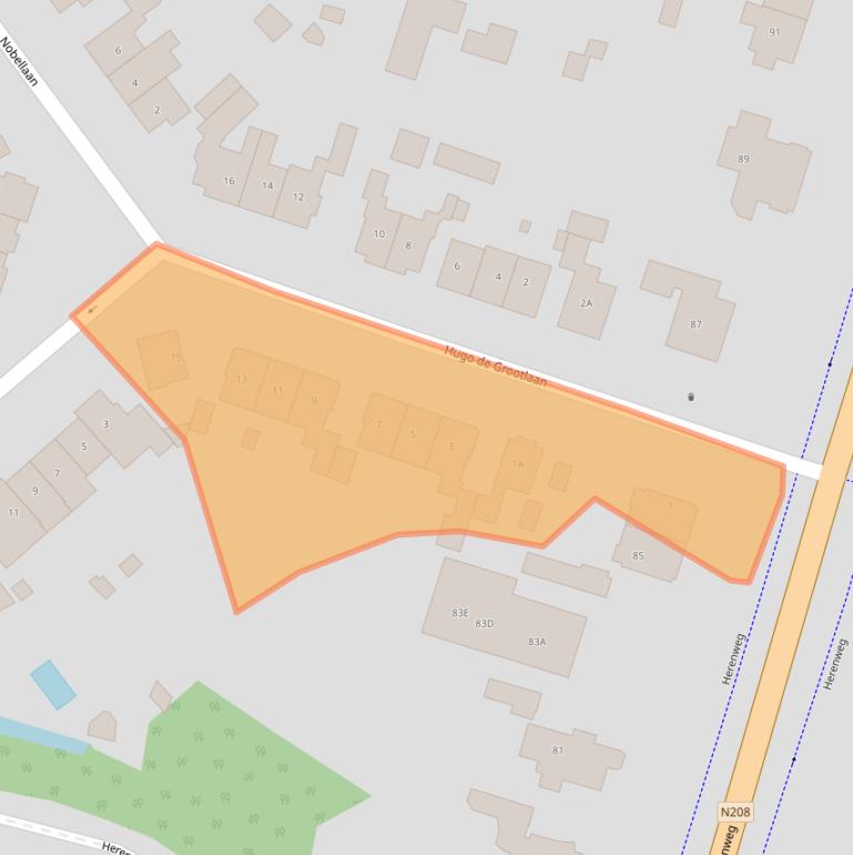 Kaart van postcodegebied 2105TM.