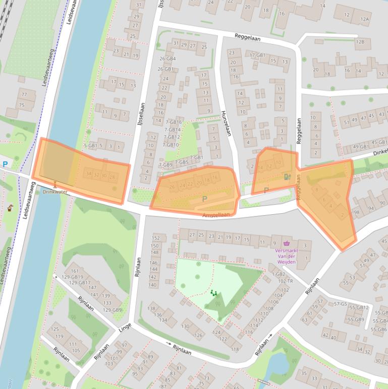 Kaart van postcodegebied 2105VE.