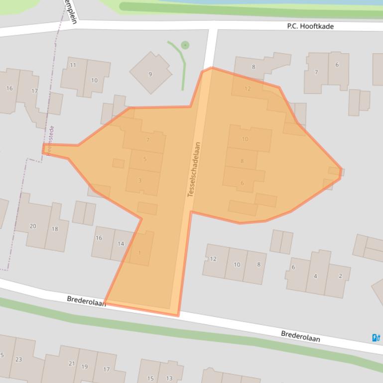 Kaart van postcodegebied 2106AC.