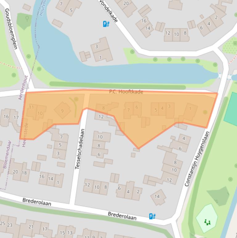 Kaart van postcodegebied 2106AE.