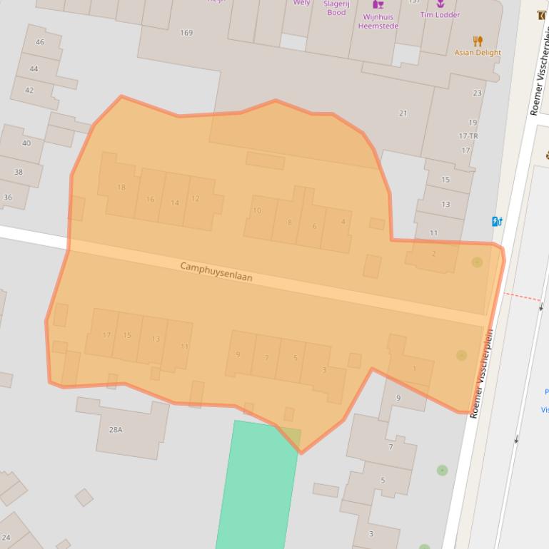 Kaart van postcodegebied 2106AL.