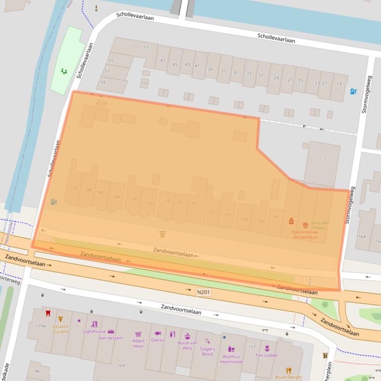 Kaart van postcodegebied 2106AP.