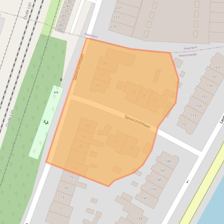 Kaart van postcodegebied 2106AW.