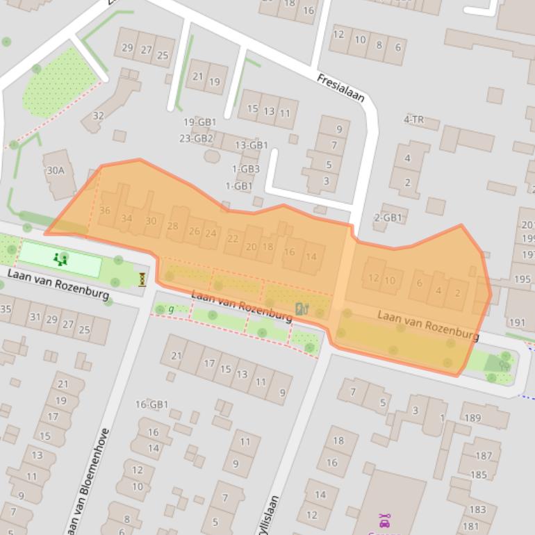 Kaart van postcodegebied 2106CB.