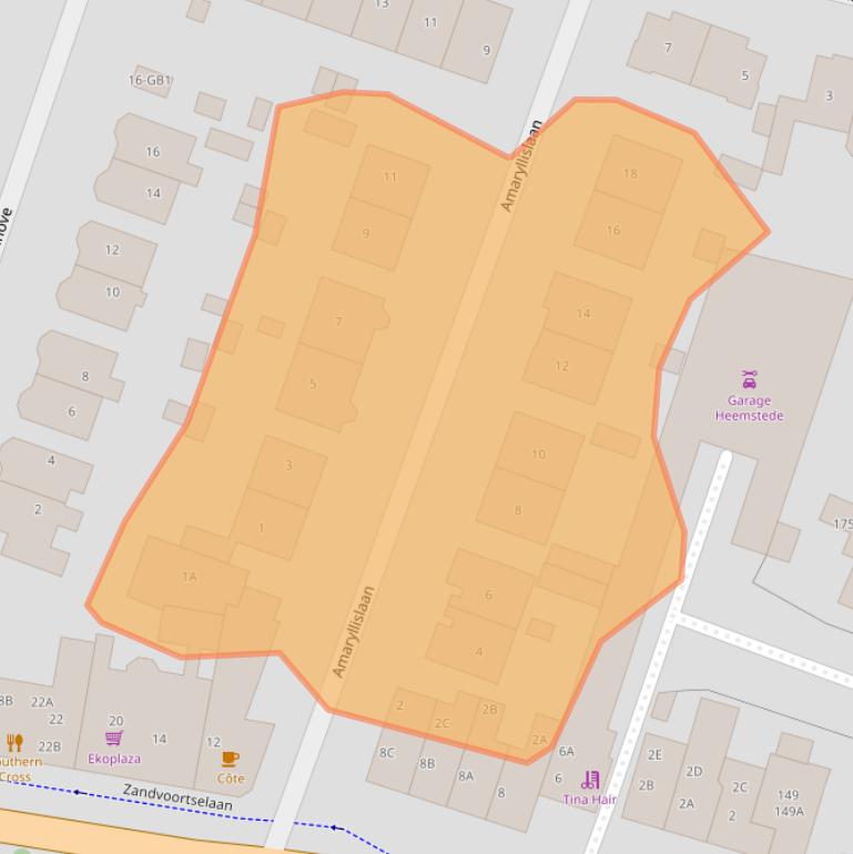 Kaart van postcodegebied 2106CC.