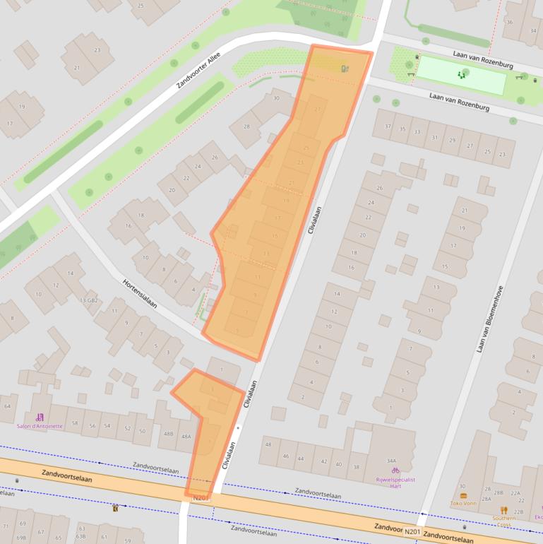 Kaart van postcodegebied 2106CE.