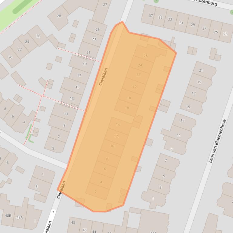 Kaart van postcodegebied 2106CG.