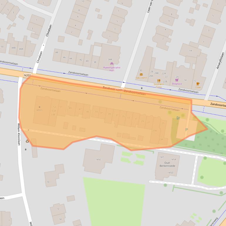 Kaart van postcodegebied 2106CJ.