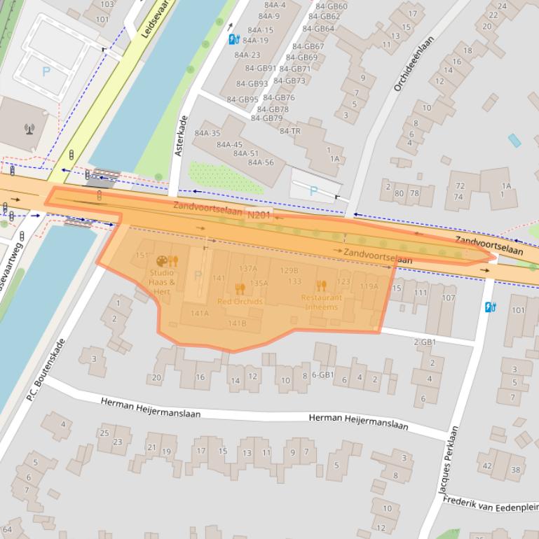 Kaart van postcodegebied 2106CM.