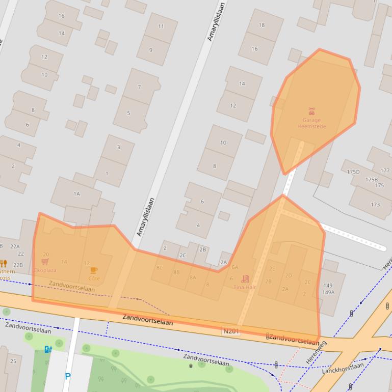 Kaart van postcodegebied 2106CN.