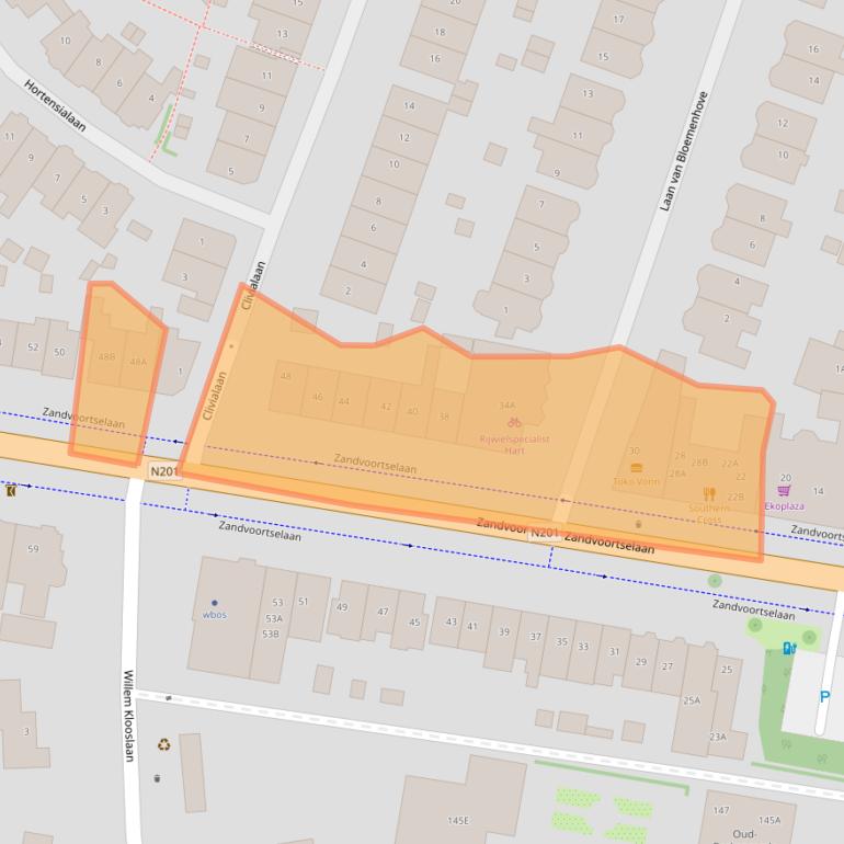 Kaart van postcodegebied 2106CP.