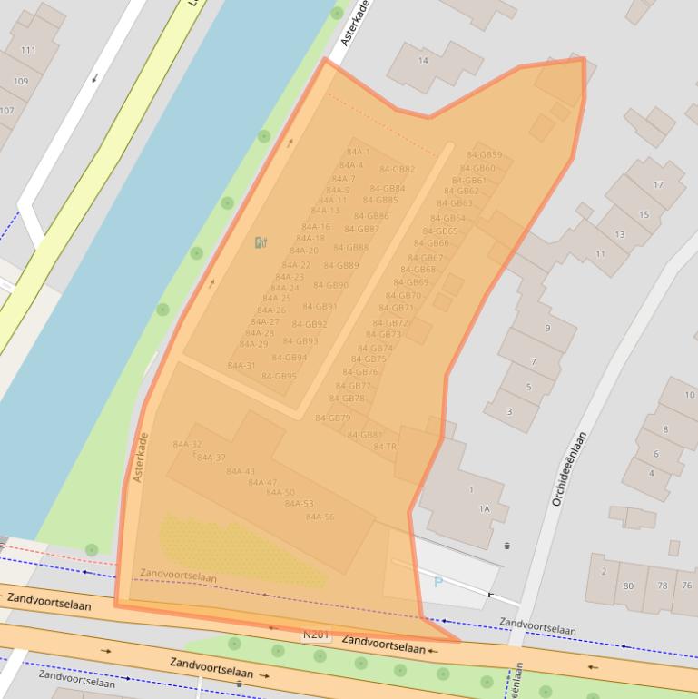 Kaart van postcodegebied 2106CS.