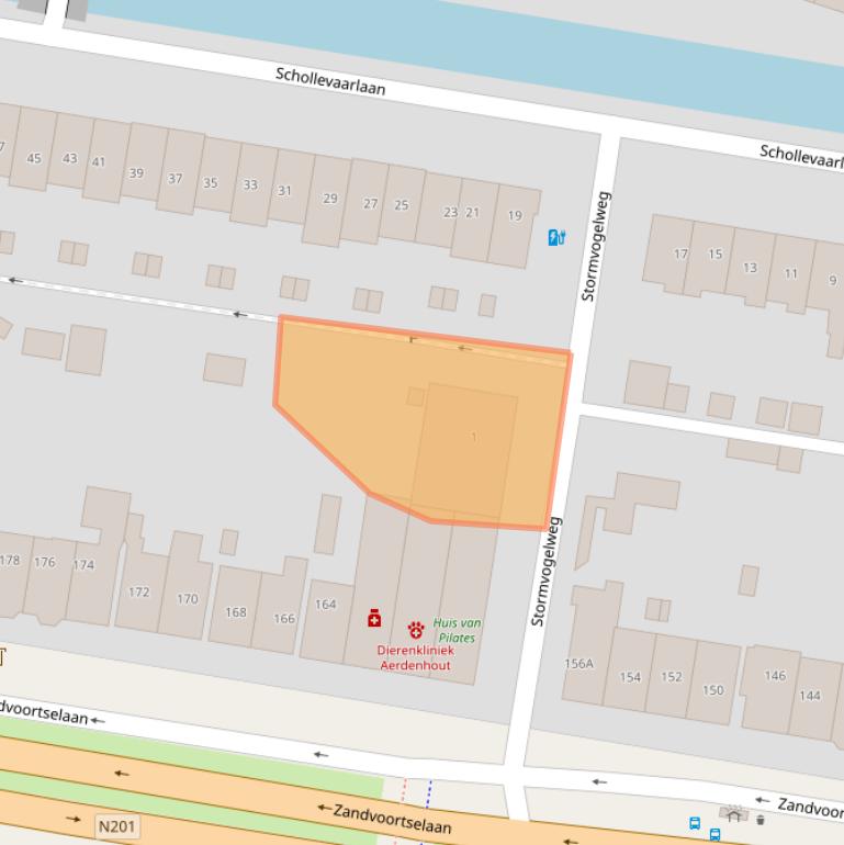 Kaart van postcodegebied 2106DA.