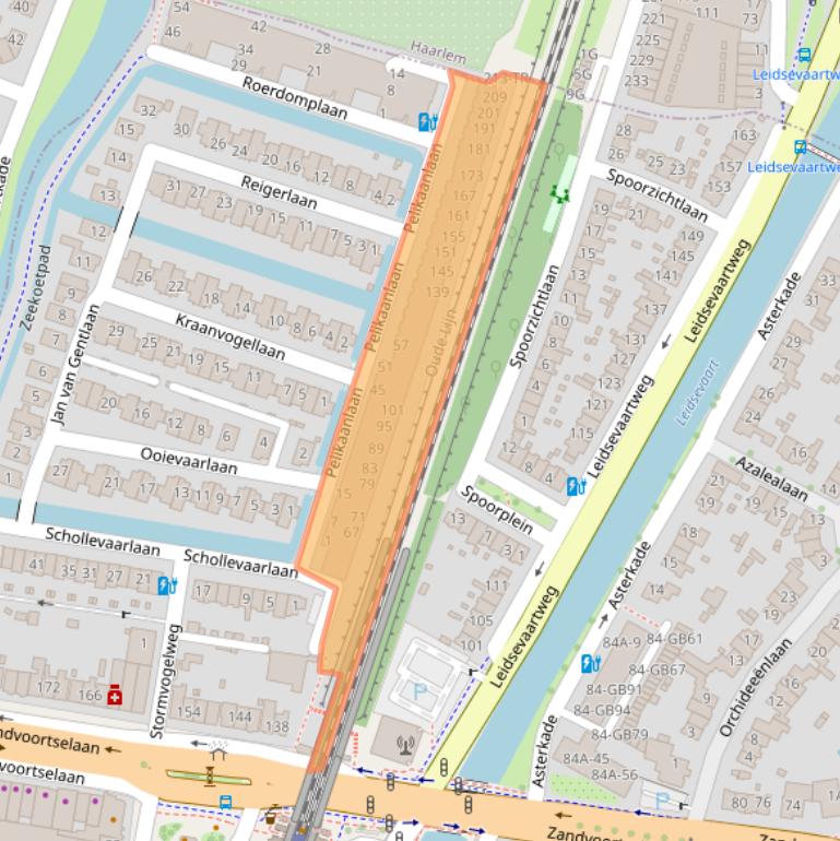 Kaart van postcodegebied 2106DJ.