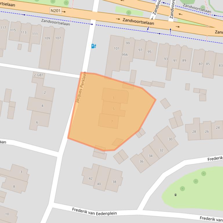 Kaart van postcodegebied 2106EN.