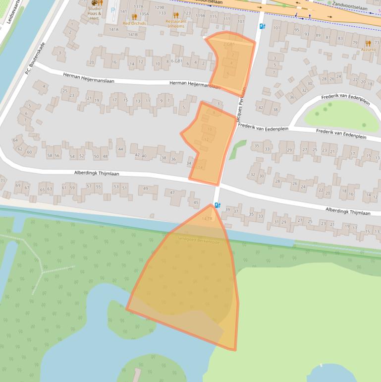 Kaart van postcodegebied 2106EP.