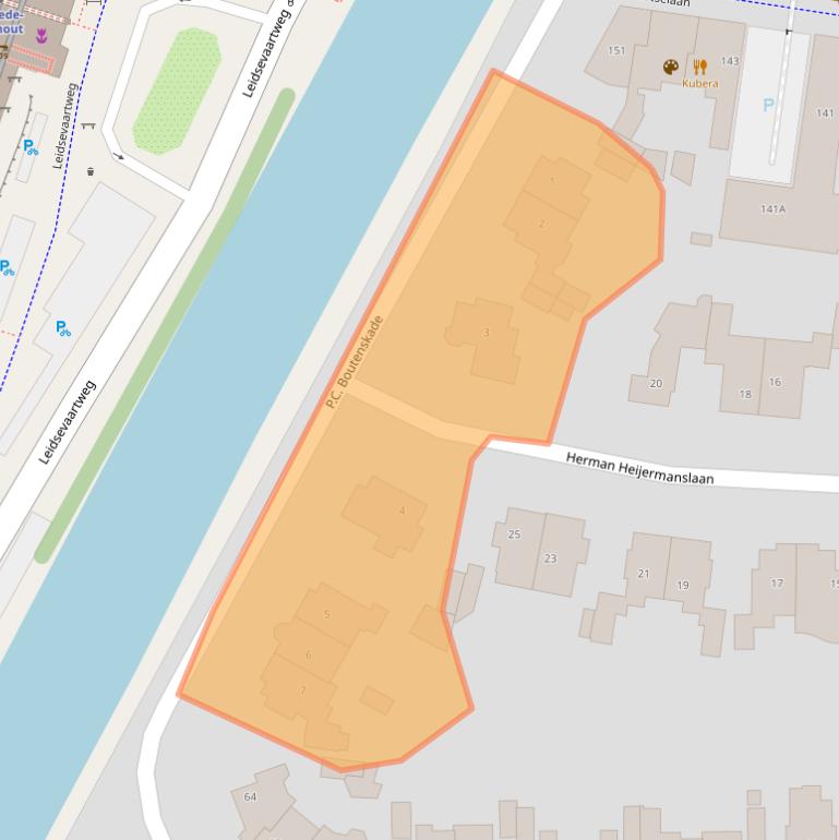 Kaart van postcodegebied 2106ET.