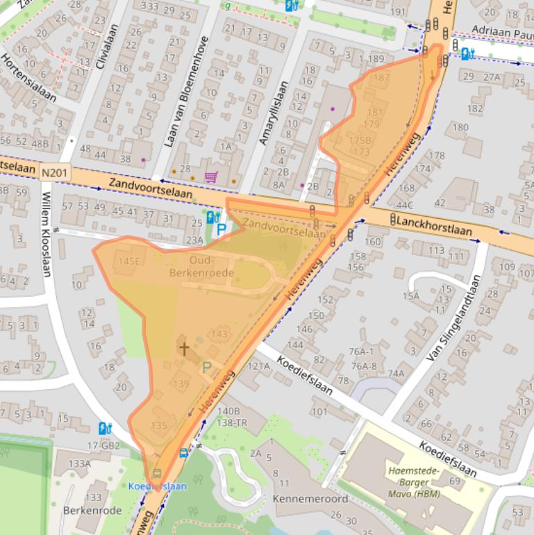 Kaart van postcodegebied 2106MH.