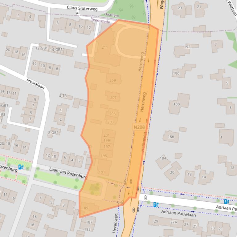 Kaart van postcodegebied 2106MJ.