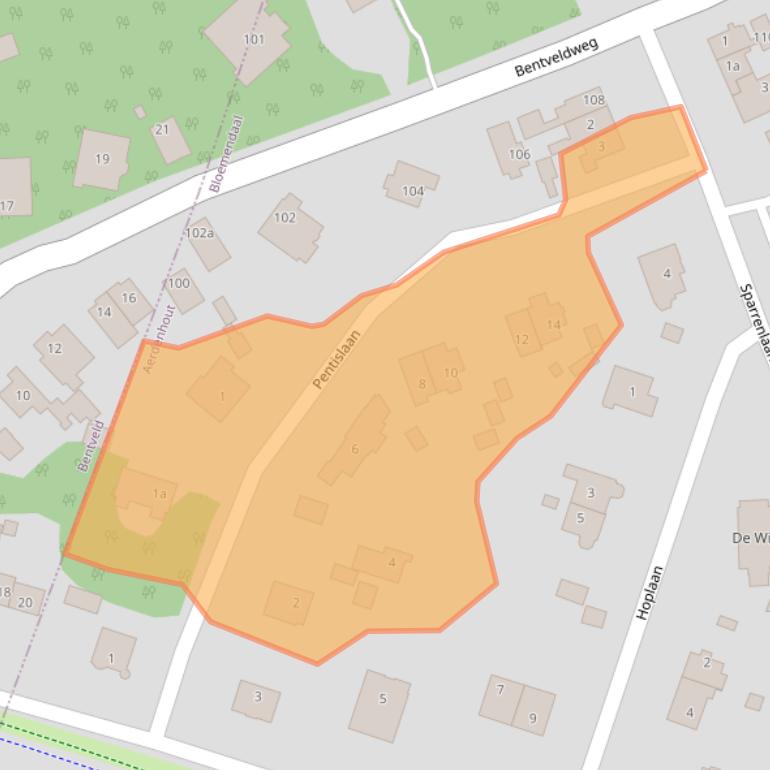 Kaart van postcodegebied 2111AC.