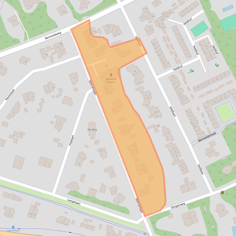 Kaart van postcodegebied 2111AE.