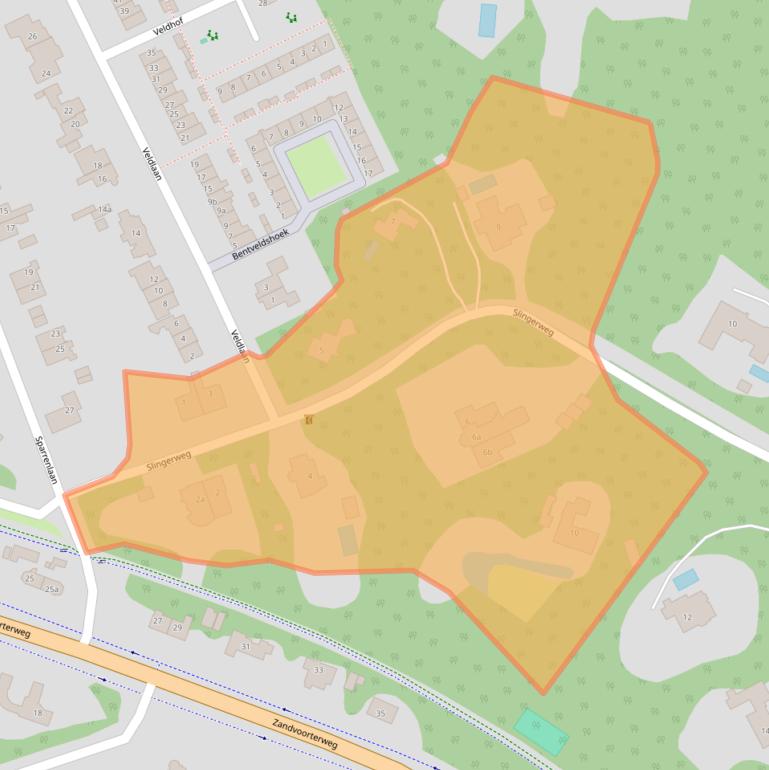 Kaart van postcodegebied 2111AH.