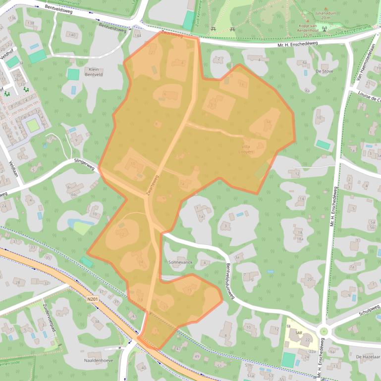 Kaart van postcodegebied 2111AJ.