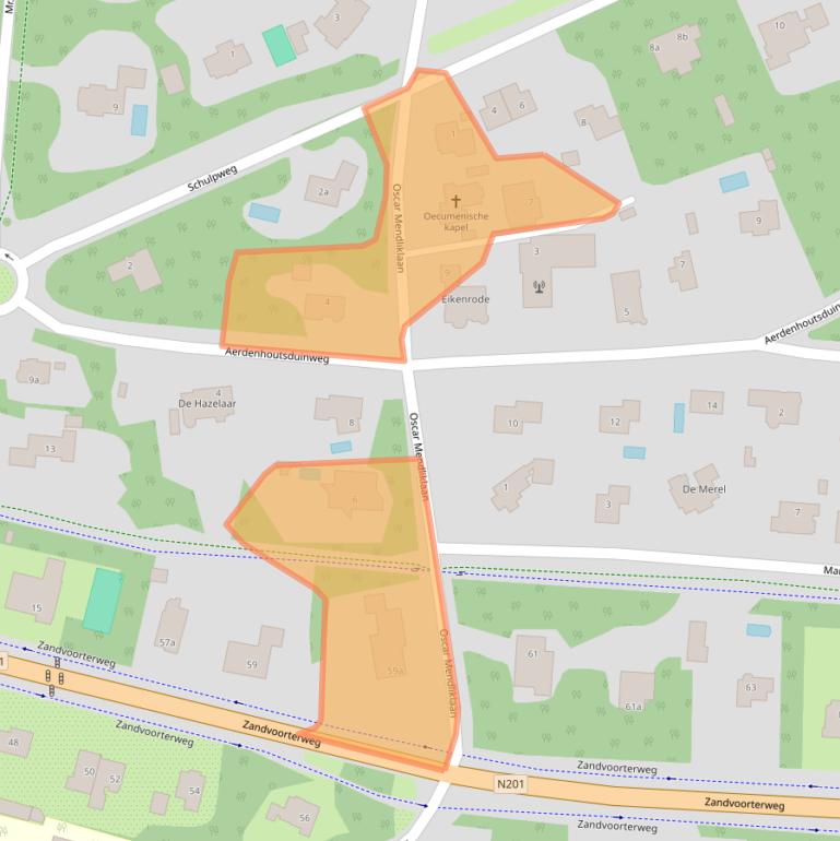 Kaart van postcodegebied 2111AS.