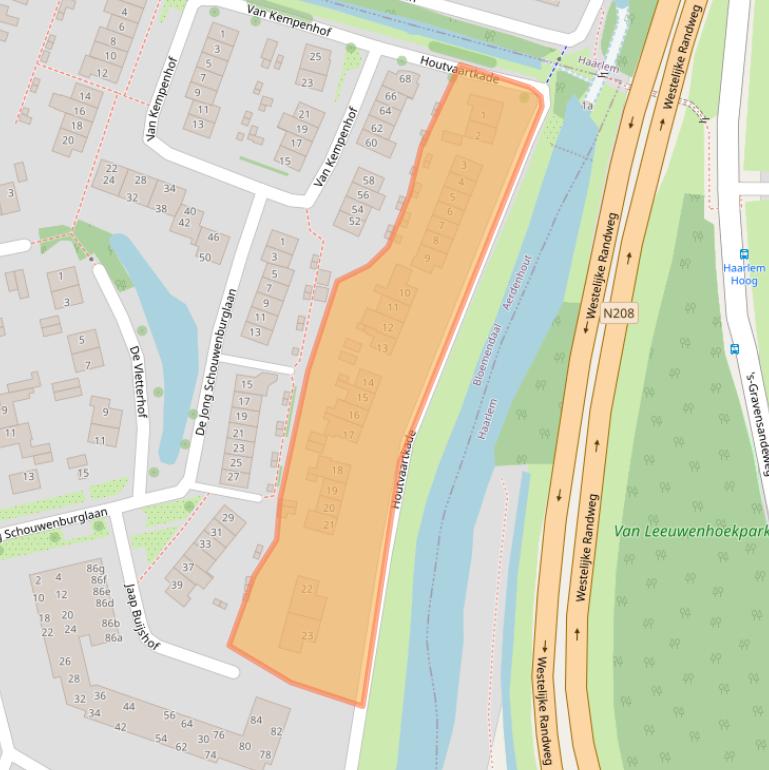 Kaart van postcodegebied 2111BR.