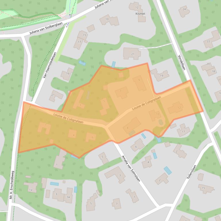 Kaart van postcodegebied 2111CV.