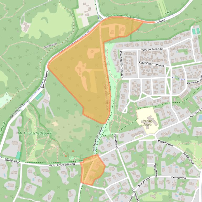 Kaart van postcodegebied 2111CW.