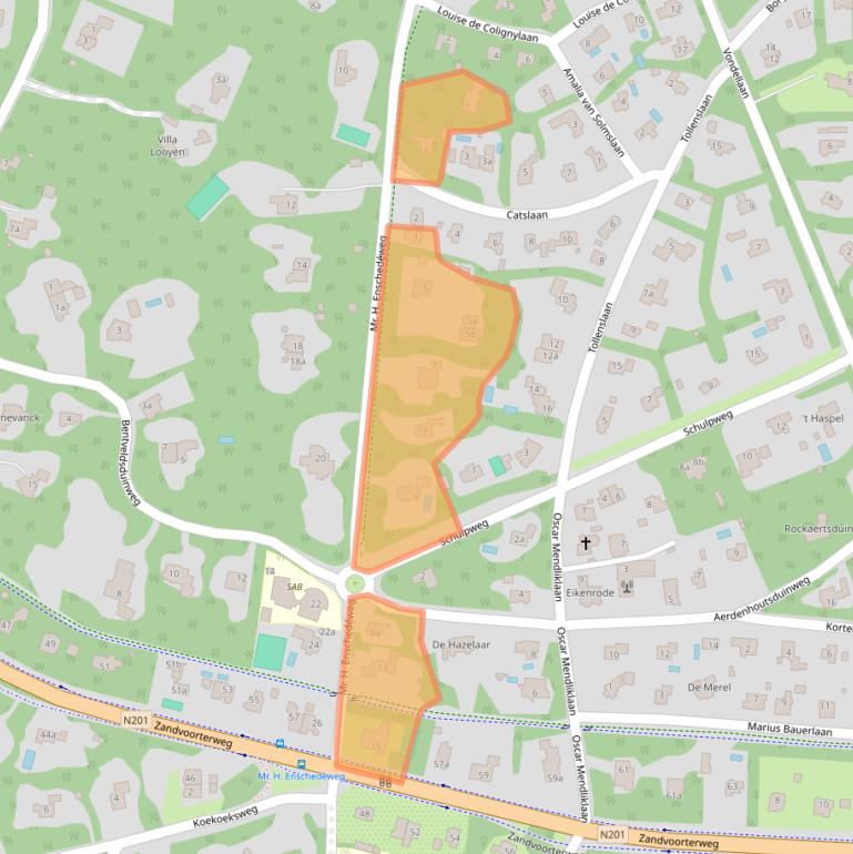 Kaart van postcodegebied 2111EA.