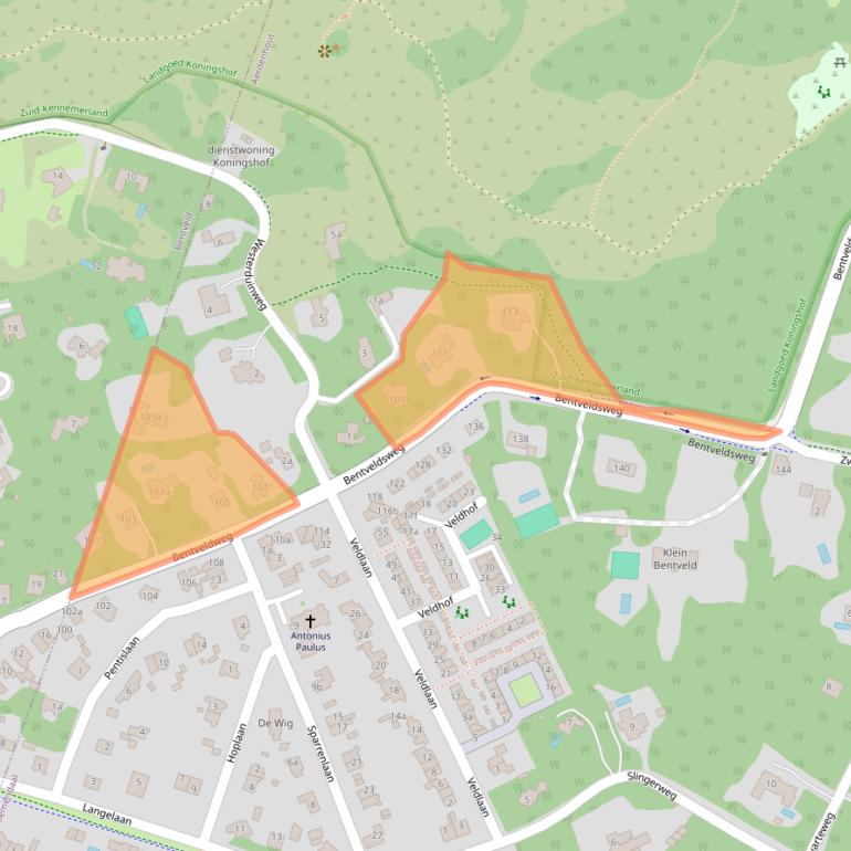 Kaart van postcodegebied 2111EC.