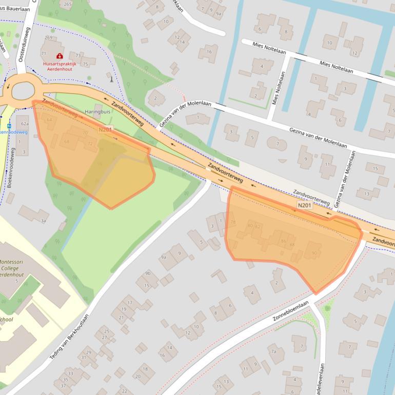 Kaart van postcodegebied 2111GZ.