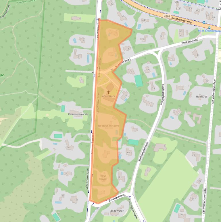 Kaart van postcodegebied 2111HA.