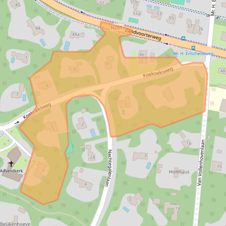 Kaart van postcodegebied 2111HD.