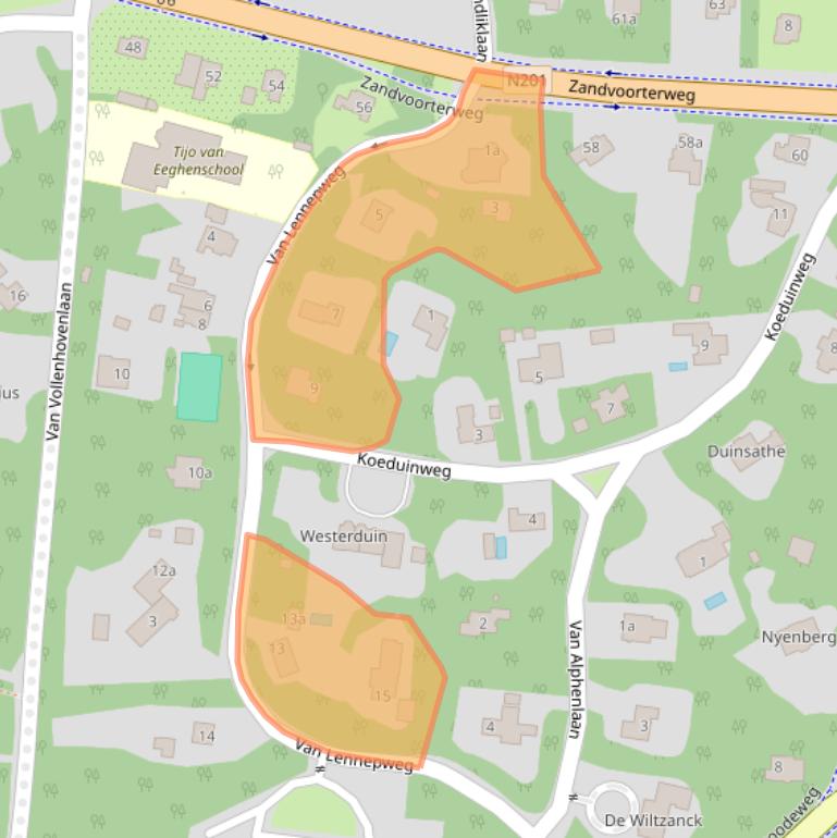 Kaart van postcodegebied 2111HT.