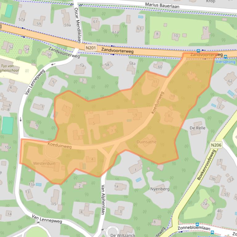 Kaart van postcodegebied 2111HW.