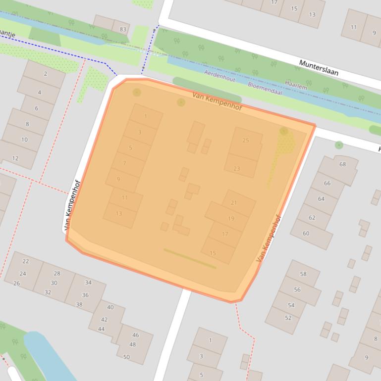 Kaart van postcodegebied 2111TM.