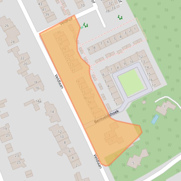 Kaart van postcodegebied 2111VL.