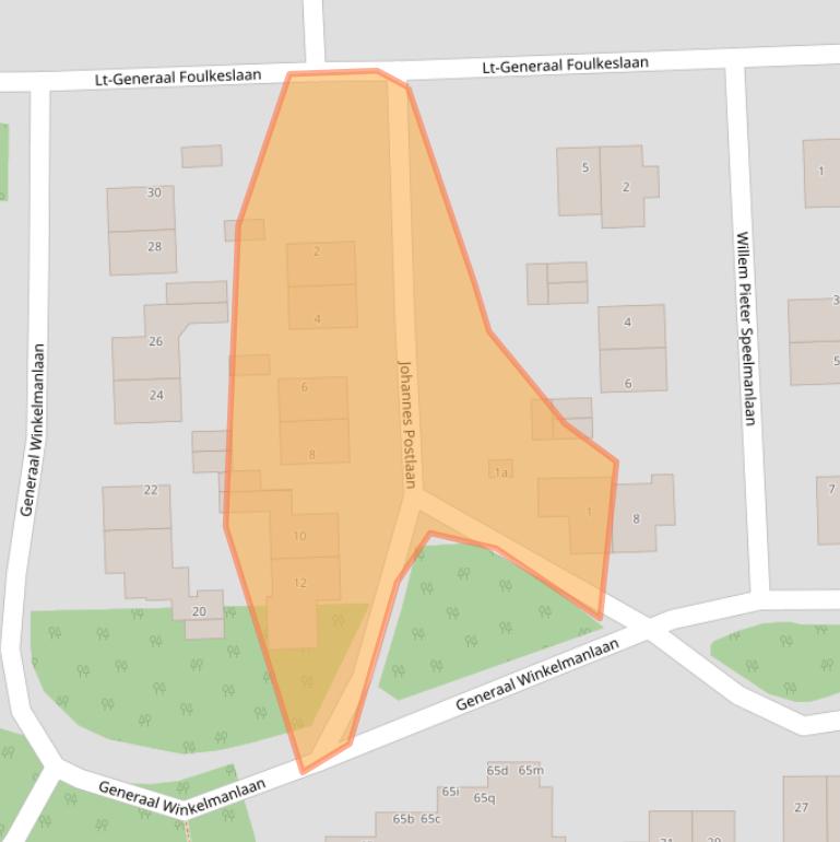 Kaart van postcodegebied 2111WG.