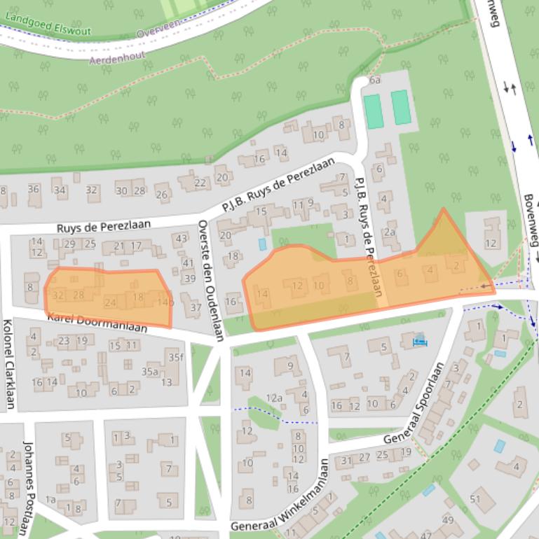 Kaart van postcodegebied 2111XD.