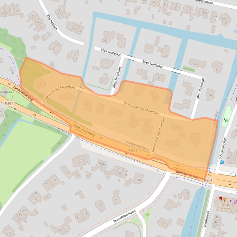 Kaart van postcodegebied 2111XT.