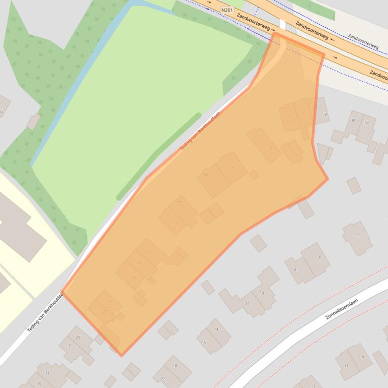 Kaart van postcodegebied 2111ZA.