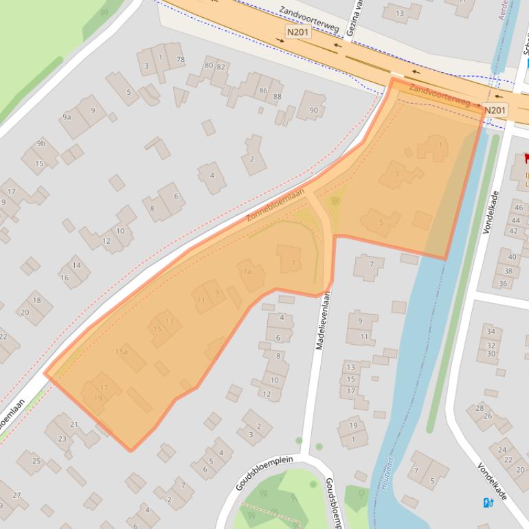 Kaart van postcodegebied 2111ZD.