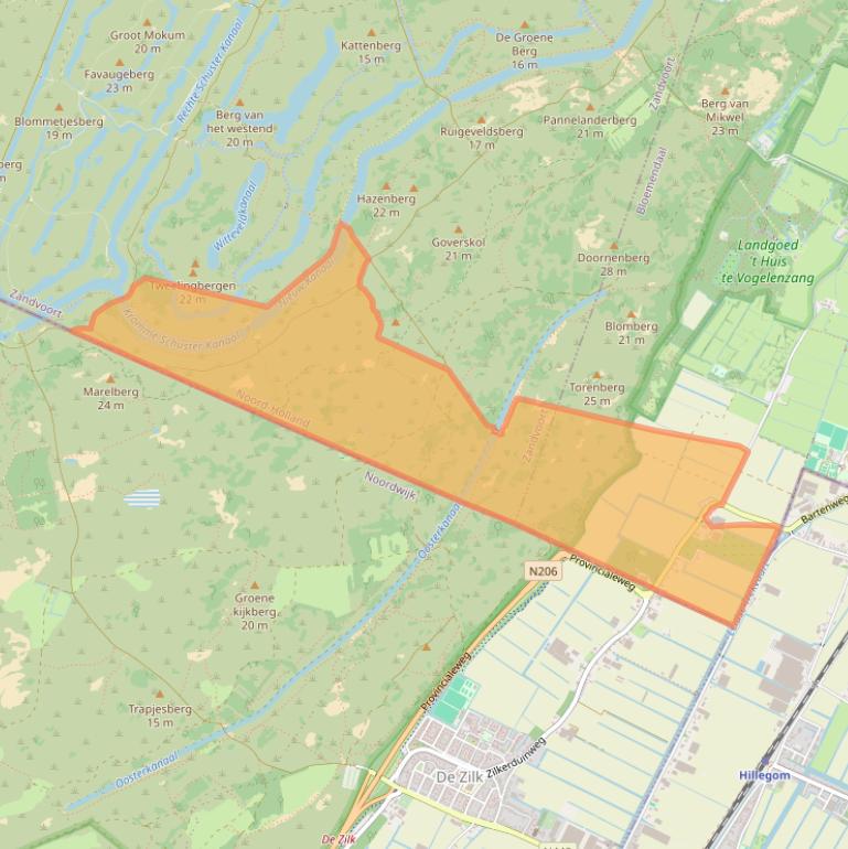 Kaart van postcodegebied 2114AM.