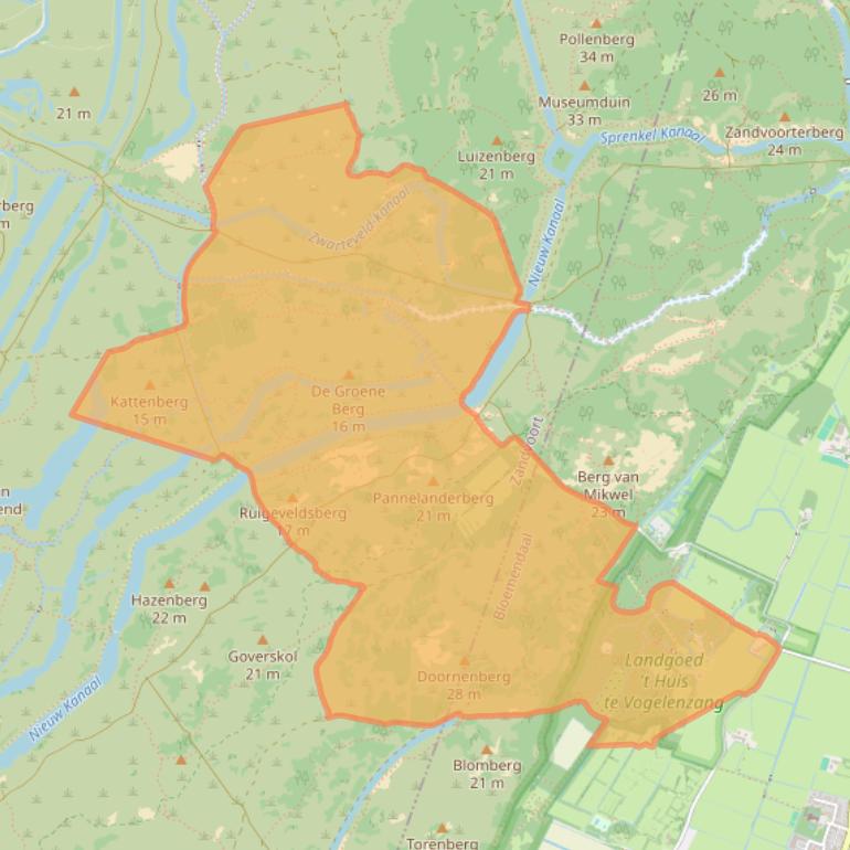 Kaart van postcodegebied 2114AR.