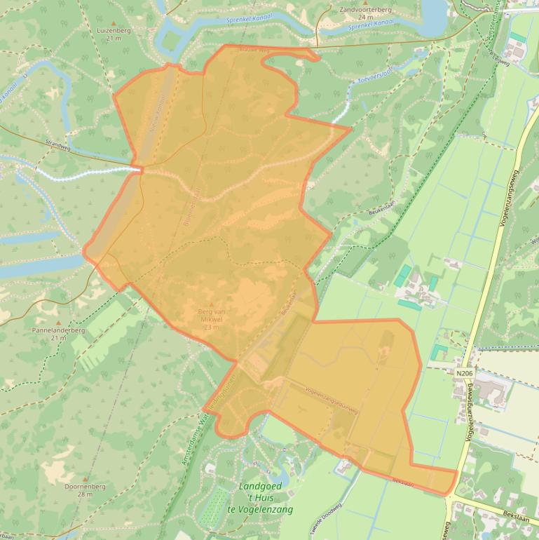 Kaart van postcodegebied 2114AS.